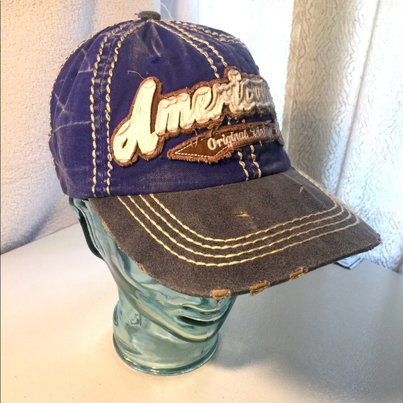 Royal Blue "Americana" Cap w/ White Stitching - Picture 1 of 11